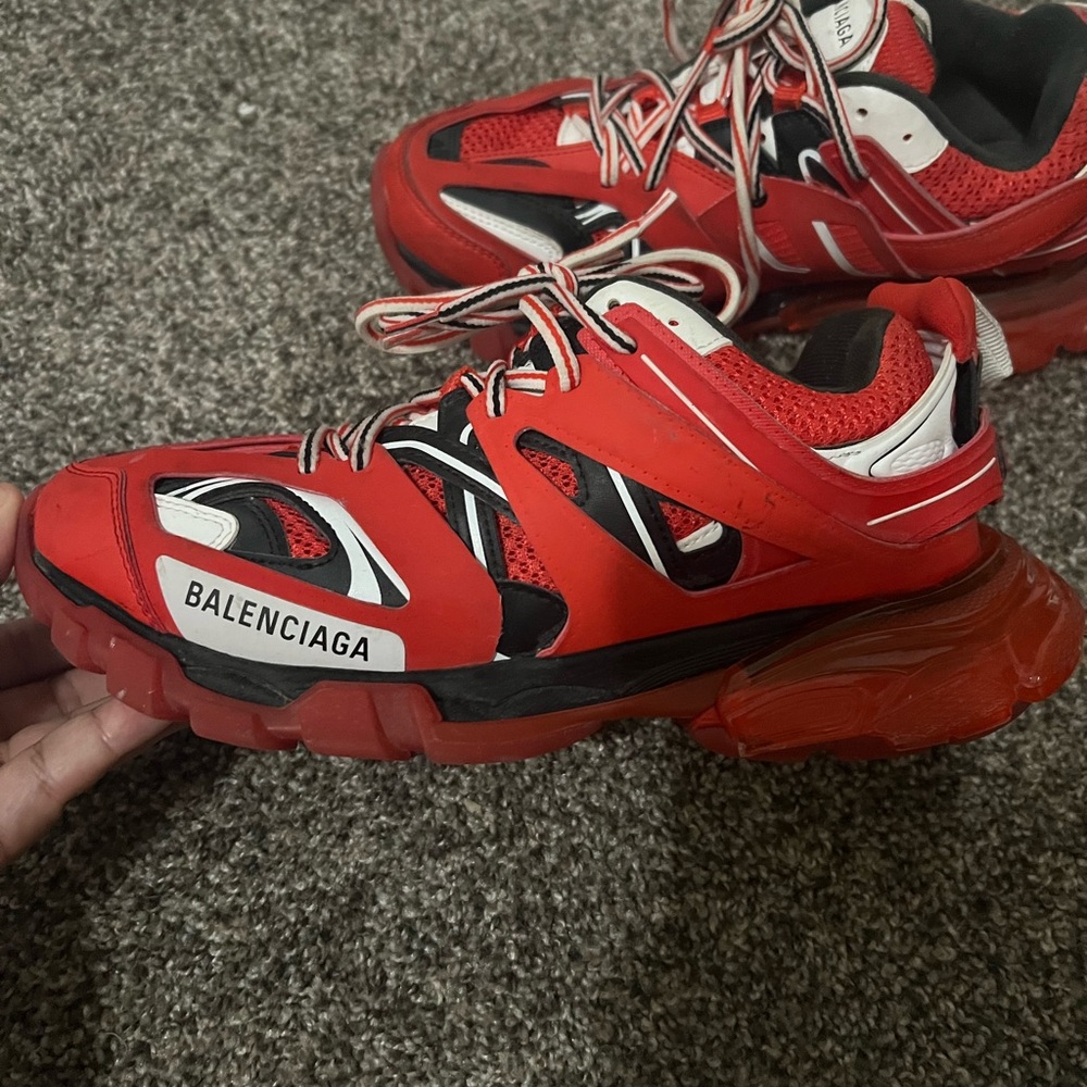 Balenciaga Red and Black Athletic Shoes